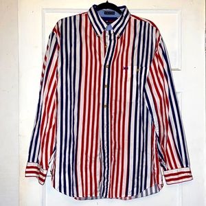 Vintage Bugle Boy Striped Long Sleeve Button Up Shirt- Sz L